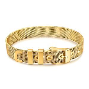 18K Gold Plated Stainless Steel Buckle Style Bracelet Waterproof Hypoall…